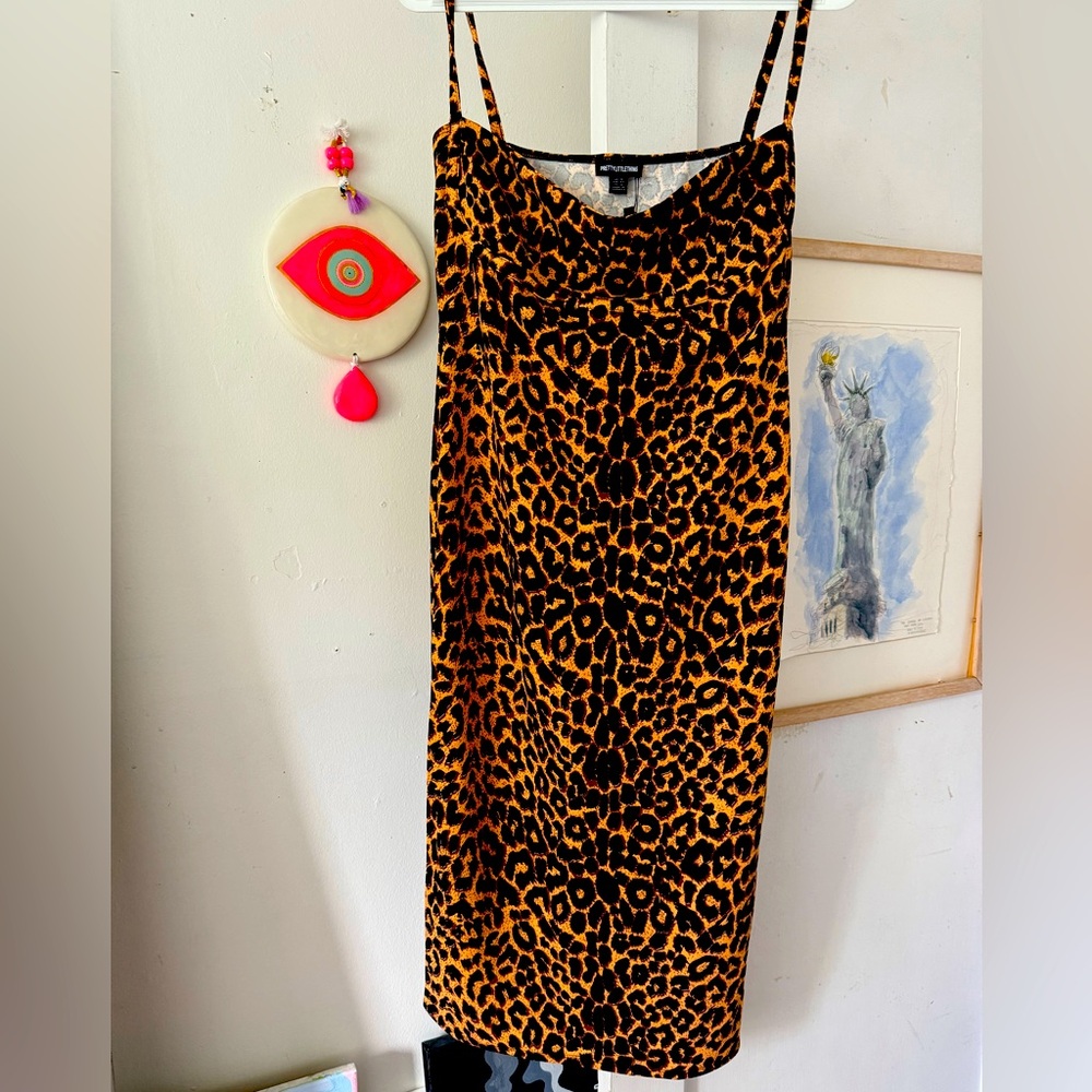 NWT stretch strappy midi dress 12 cheetah/ leopard print